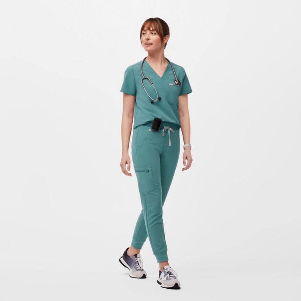 Figs High Waisted Zamora Jogger Scrub Pants Hydrogreen teal Small Tall